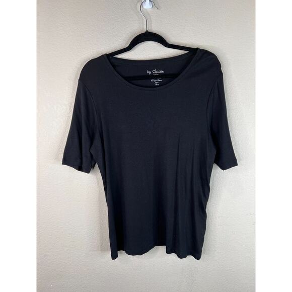 Chico's Women's Cotton Blend‎ Crewneck T-Shirt Short Sleeve Black Size 3 - Picture 1 of 12